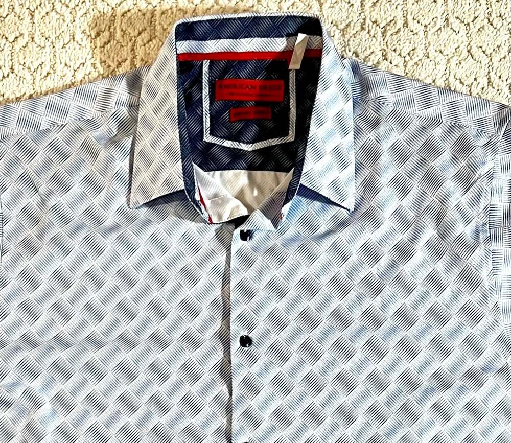 American Breed Men's Long Sleeve Geometric Pattern Smart Shirt